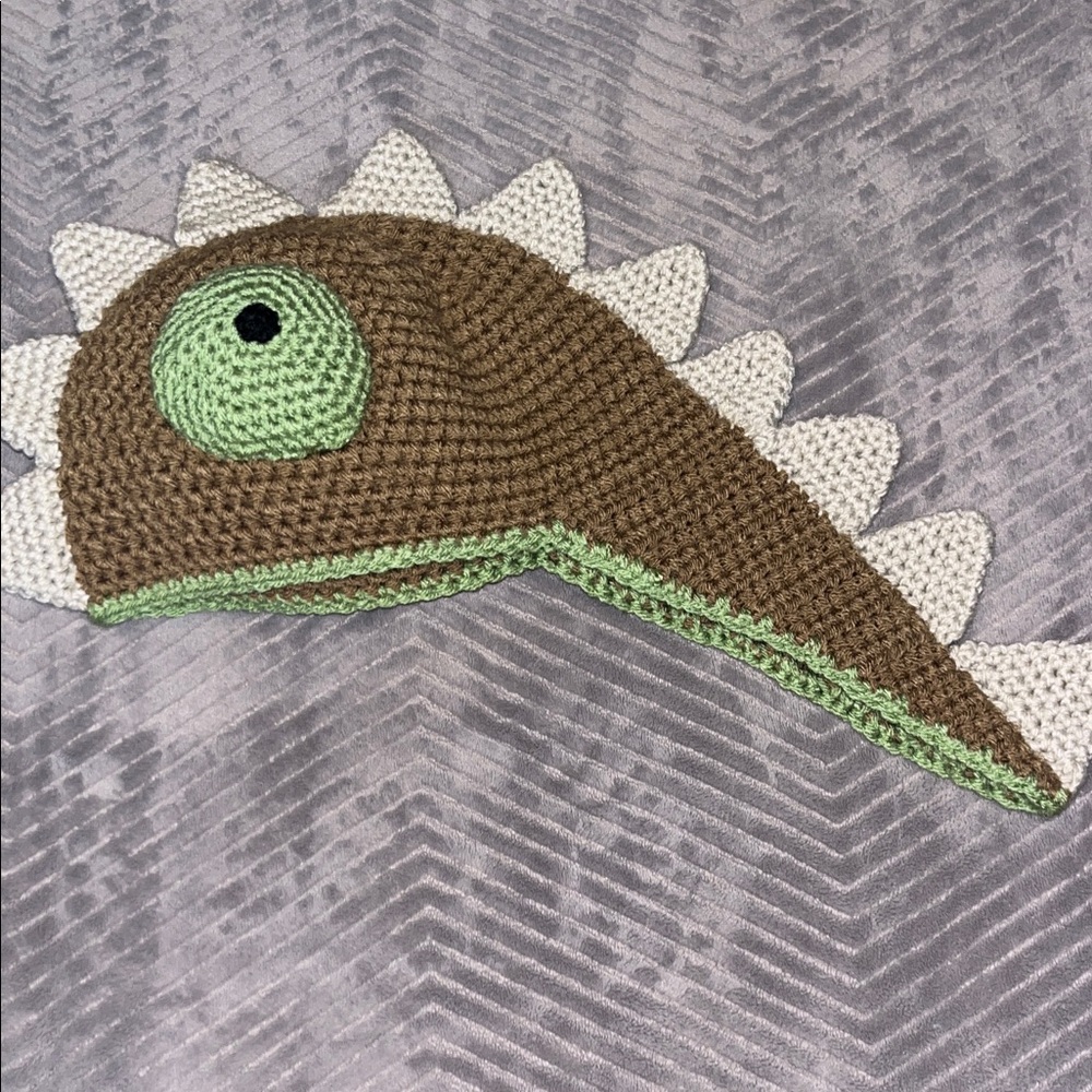 Kids Dinosaur Crochet Hat - Brown and Green